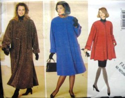 4158 BUTTERICK LOOSE UNLINED FLARE COAT 3 LENGTHS PATTERN XS-M; LG-XL UNCUT